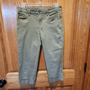 New York & Company Women's Capri Jeans in Olive size 4 Curvy Crop